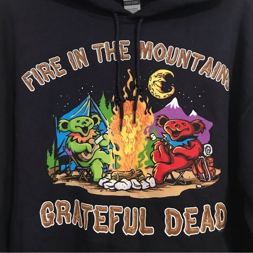 Grateful Dead Fire in the Mountains Navy Hooded Sweatshirt Hoodie Men's M